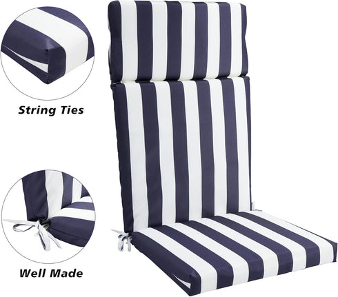 High Density Foam Cushions for Adirondack Chairs - Striped High Back Comfort