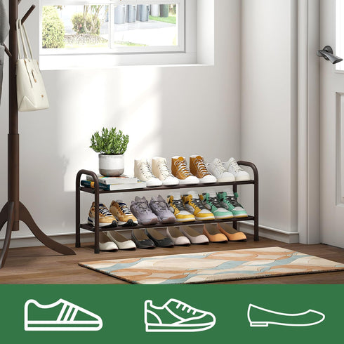 kiplant 2-Tier Closet, Expandable Shoe Rack, Shoe Shelf for Adjustable Length Shoe Shelf Storage Organizer, Standing