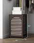 Laundry Hamper with Lid - 22.5 Gallon (85L) Bamboo Wood Clothes Basket with Lid and Handles, Brown