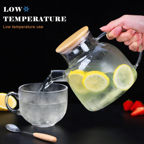 WHJY Clear Glass Teapot: 34 oz Cooking Teapot with Infuser for Loose Tea, Clear Kettle for Boiling Water on Stove