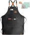 Chef Apron, Cross Back Cotton Canvas Apron for Women and Men with Adjustable Straps and Large Pockets