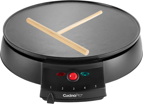 12" Non-Stick Electric Griddle & Crepe Maker, Dual Use Hot Plate with Batter Spreader