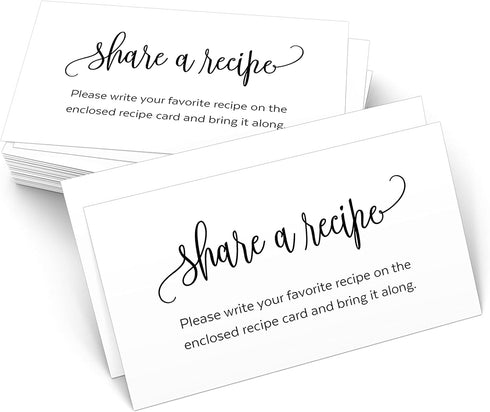 321Done Request a Recipe Card: Made in USA, 3.5x2 White, Modern Script - Set of 50 for Bridal Shower Games
