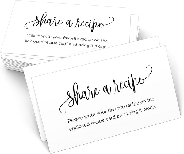 321Done Request a Recipe Card: Made in USA, 3.5x2 White, Modern Script - Set of 50 for Bridal Shower Games