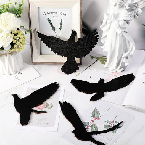 Blulu 4 Pieces Wooden Bird Wall Decor, Flying Bird Sculptures Wall Art for Home Living Room Bedroom Kitchen Decoration