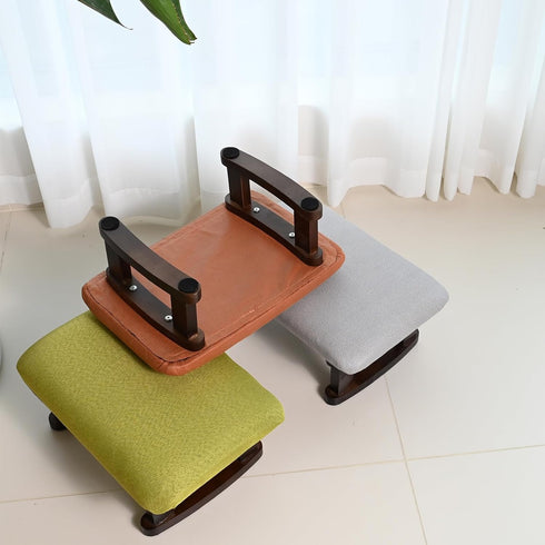 Coolcapis 16.1"(41cm) 6.7"(17cm) Small Footstool Office Under Desk Ottoman Padded Hassock x with Wooden Legs Modern