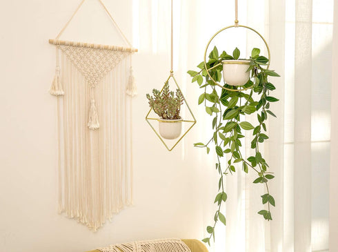 Mkono Macrame Hair Bow Holder, Hanging Clips Hanger Organizer for Baby Girls Room, Ivory (Clips Not Included)