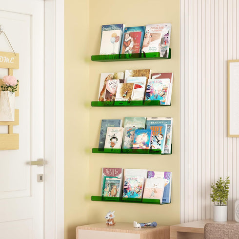 15" 4 Pack upsimples Acrylic Shelves for Wall Decor, Display Shelf Perfume Organizer for Bathroom, Bedroom, Living
