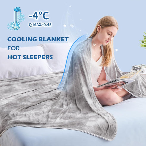 EMME (60"x80"), 0.5 Summer Cooling Blanket Twin Size Q-Max Cooling Blankets for Hot Sleepers, Ice Blanket for Nights