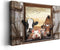 Kasluolo Farmhouse Animals Wall Art, Cow in Fake Window Landscape Picture, Framed Artwork for Bathroom or Office 12x16
