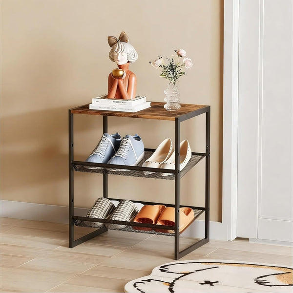 Garden 4 you Shoe Rack for Closet Narrow 3 Tiers, Small Shoe