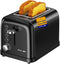 Black 2 Slice Toaster, Extra Wide Slot for Bagels, 7 Shade Settings, Removable Crumb Tray