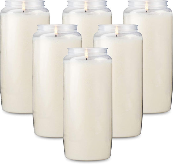 Tribello 6 Day Candles, 6 Pack | 6” White Pillar Candles for Memorial, Party Decor, Emergency Survival | Unscented