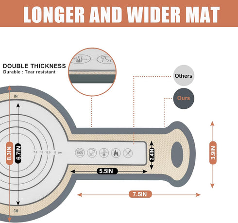Sourdough Silicone Bread Sling, Non-Stick Dutch Oven Baking Mat with Longer Handles, Reusable Bread Mat Set