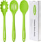 Silicone Cooking Spoons, Heat Resistant Large Slotted Spoon, Solid Basting Spoon Set for Nonstick Cookware (Green)