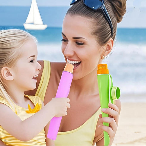 Wpunwen Silicone Ice Pop Mold with Lids, 6 Pcs Reusable Popsicle Molds, Durable Pure Color with Clean Brush