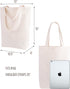 Lily queen 15H 13W 4D Inch Natural Canvas Tote Bags for Crafting and Decorating Reusable Grocery Washable Bag Shopping