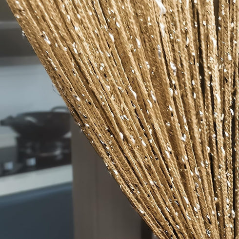 ave split Decorative Door String Curtain, Wall Panel Fringe, Window Room Divider, 100x200cm, Champagne