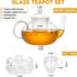 Set, 40OZ/1200ml 4 Set Glass Teapot Stovetop Safe Glass Tea Kettle with Double-Wall Tea Cups & Loose Tea Infuser & Tea