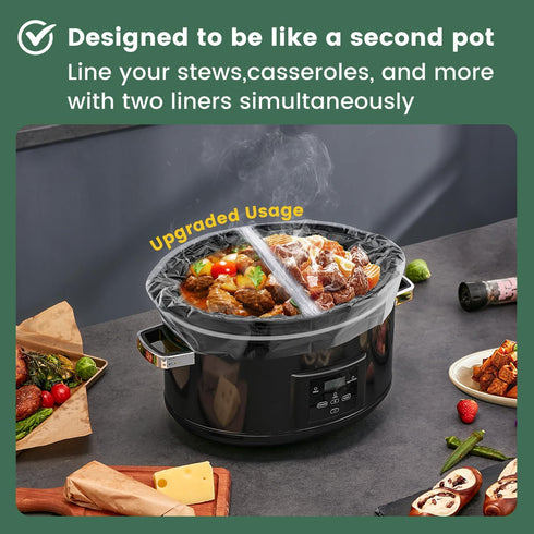 KOOC Slow Cooker Liners, 11"x17" 20 count Disposable Plastic Bags for 3 qt to 4 qt Pot, BPA Free