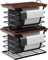 2 Pack Stackable Trash Bag Holders with Wood Top, Large & Small