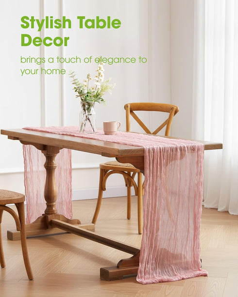 2-Pack 120'' Pureegg Cheesecloth Table Runner, Easter Spring Boho Gauze Table Cloth Decorations for Party, Baby Shower