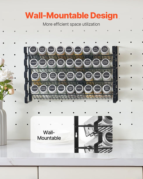 36 Set, Countertop, 18x11 VEVOR Spice Rack Organizer for Cabinet, Spice Organizer with Empty Spice Jars, Lids, Spice