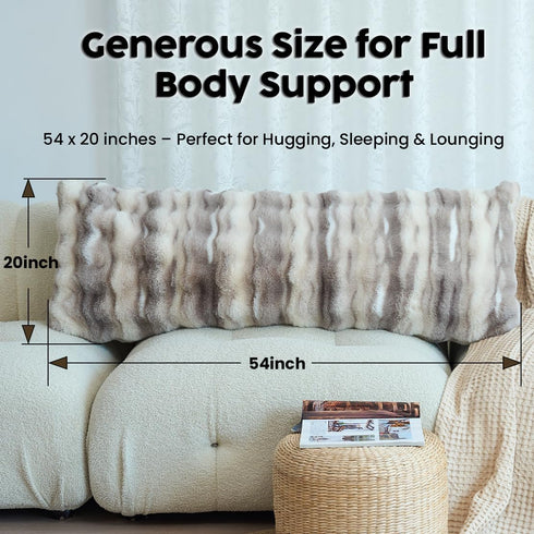 OMEO Winter Fluffy Full Body Pillow Memory Foam Pregnancy Pillow, Nursing Pillow for Side Sleepers, Weighted Body