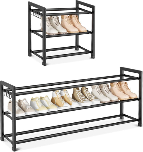 Expandable Shoe Rack - 18.5''- 47'' Adjustable Shoe Rack for Closet, 3