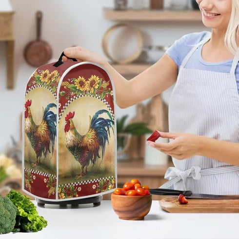 Sunflower Rooster Blender Cover, Fingerprint-proof Dust-proof Protection for Appliances, Waterproof Fabric Case for