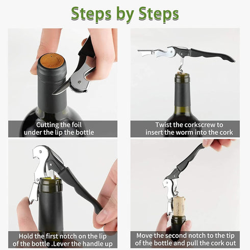 Professional Wine Opener - All-In-One Waiters Corkscrew, Best Choice for Sommeliers, 10 Packs