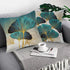 Throw Pillow Cover Green Plant Leaves, 18 x 18 Inch Teal Cushion Cover, Set of 2 Turquoise Ginkgo Leaf Case