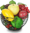 Round Wire Basket Black - Fruit Basket Bowl with Handle for Kitchen Storage of Vegetables and Snacks
