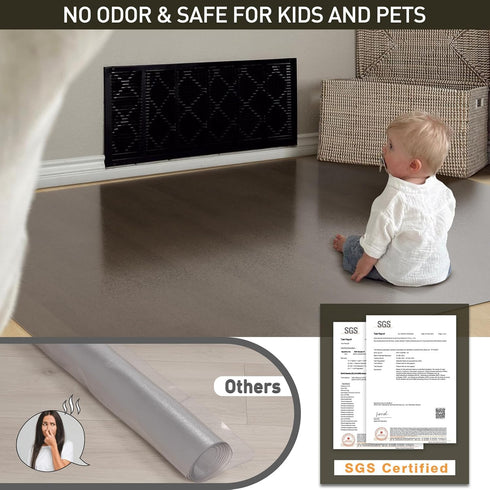 4'6' Area Floor Mat for Home, Translucent Black No Slip Waterproof Vinyl Area Rug for Hard Floor, Spill Resistant Floor