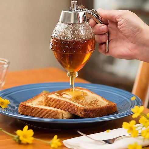 Zyntrytong Honey Dispenser,Honey Dispenser No Drip,ABS Honey Pot with Stand, Maple Syrup Honey Container, No Drip Syrup
