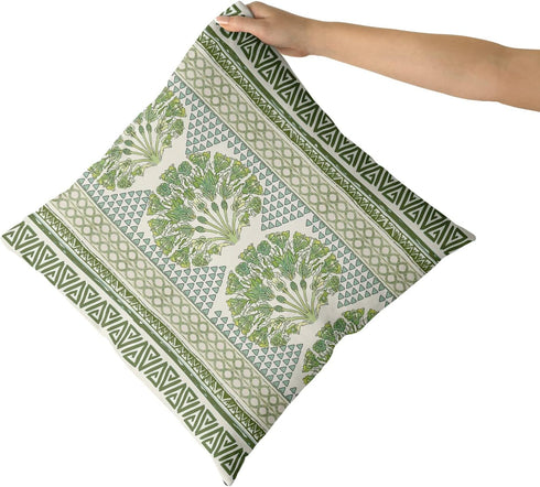 Sweetshow Summer 18 Inches Set 2 Sage Green Flowers Pillowcovers Geometric Throw Pillow Covers Cushion Case for Sofa