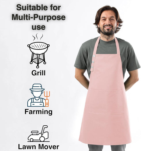 Kitchen Apron Waterdrop Resistant Cotton Apron - Adjustable Aprons for Women with Pockets, 10 Color Options