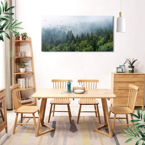 20" 40" Green Forest Wall Art Tropical Forest Mountain Bird Contemporary Canvas Pictures Modern Artwork Framed