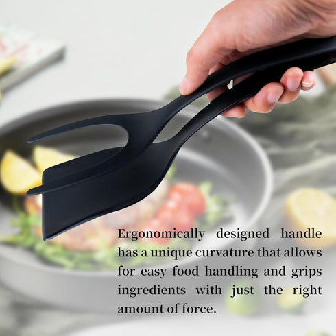 2 in 1 Spatula and Tongs, Ultimate Egg Spatula Flipper, High Temperature Resistant Nylon, Red