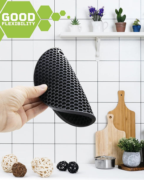 Wapodeai 2pcs Silicone Mats for Kitchen Counter, Pot Holders, Trivets, Hot Pads, Flexible and Easy to Wash