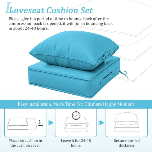 Set 22 24 5 Set Outdoor Patio Chair Cushions L X W X H Waterproof & Fade Resistant Deep Seat and Back Cushions