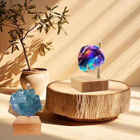 4 Pcs Rock Display Stand with Wooden Base, Adjustable Metal Arm Easel for Crystal Display, Small Rock Collection,