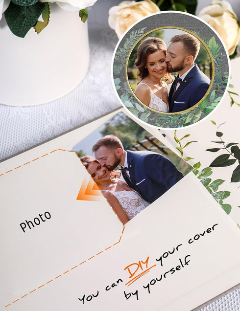 Wedding Guest Book Polaroid Guest Book Wedding Reception 100 Pages Thick Paper Hardcover 8" x 10" Personalized Wedding Guest Book Alternative with Markers Pen, Photo Corner Protectors Dark Gray