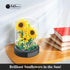 JESGO 2 Flowers Bouquet Sunflowers - Rose Building Kit, Creative Bonsai Tree Succulents Plant Blocks with LED Light