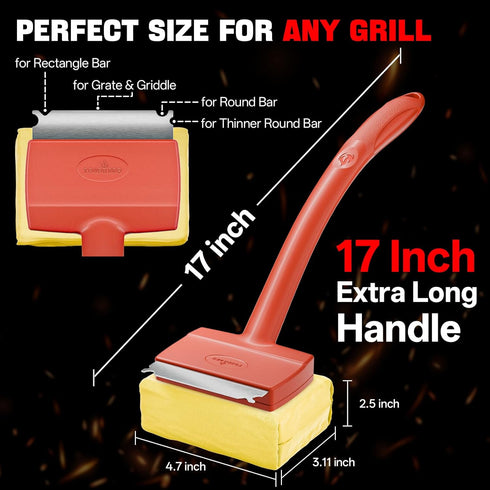 Grill Brush Bristle Free, Steam Grill Cleaning Brush with Detachable & Dishwash-Safe Brush-Head, Ergonomic Comfort Grip