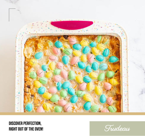 Trudeau 8x8in Confetti Silicone Cake Pan - Nonstick, BPA Free, Oven Safe to 428°F, Dishwasher Safe