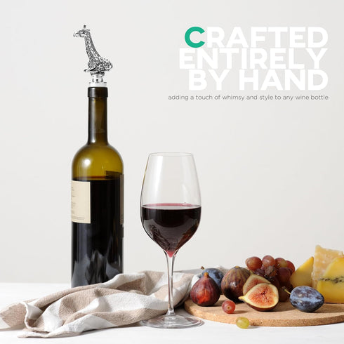 Homestia Giraffe Wine Stoppers - Stainless Steel Reusable Bottle Stopper with Silicone Seal
