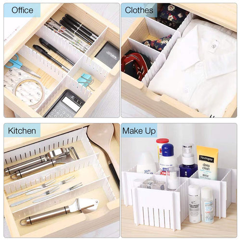 ShineMe Drawer Dividers, 8pcs Adjustable Plastic Grid Organizers for Household Storage, Makeup, Socks, Underwear,