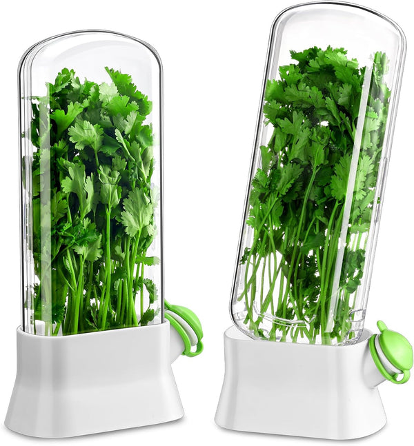 Baderke 2 Pieces Herb Saver for Refrigerator Herb Keeper Herb Storage Containers