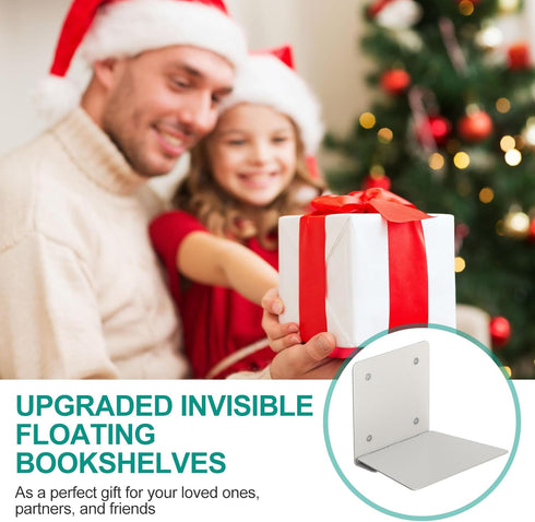 4pcs) Eapele Floating Book Shelves for Wall, Steel Constructed Hidden Bookshelf with Mounting Hardware (Grey